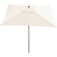 HHG - Sonnenschirm Lissabon, Gartenschirm Marktschirm, 2x3m Polyester/Holz 6kg creme - white von HHG