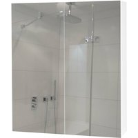 Spiegelschrank HHG 807b, Badschrank Hängeschrank, 2 Regalböden hochglanz MVG-zertifiziert 70x60x16cm weiß - white von HHG