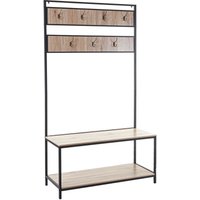 Standgarderobe HHG 506, Garderobe Garderobenständer, mit Ablage 184x102x41cm - brown von HHG