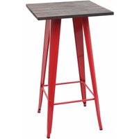 Stehtisch HHG 401 inkl. Holz-Tischplatte, Bistrotisch Bartisch, Metall Industriedesign 107x60x60cm rot - red von HHG