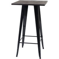 Stehtisch HHG 401 inkl. Holz-Tischplatte, Bistrotisch Bartisch, Metall Industriedesign 107x60x60cm schwarz - black von HHG