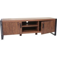 TV-Rack HHG 037, Fernsehtisch Lowboard Kommode, 3D-Struktur Metall 45x140x40cm Wildeiche-Optik - brown von HHG