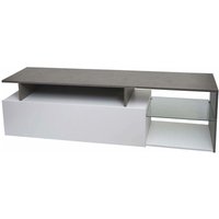 HHG - TV-Rack 639, Lowboard Fernsehtisch Sideboard TV-Schrank Kommode, Holz 47x170x40cm Staufach, Beton-Optik weiß von HHG