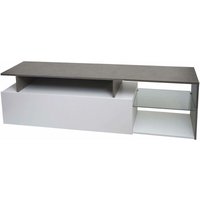 TV-Rack HHG 639, Lowboard Fernsehtisch Sideboard TV-Schrank Kommode, Holz 47x170x40cm Staufach, Beton-Optik weiß von HHG