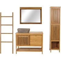HHG - Teak-Badezimmer-Set 509, Waschtisch Hochschrank Wandspiegel Handtuchhalter Waschbecken, hochwertiges B-Grade-Teak HHG - Teak-Badezimmer-Set 509, Waschtisch Hochschrank Wandspiegel Handtuchhalter Waschbecken, hochwertiges B-Grade-Teak von HHG