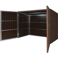 WPC-Fahrradgarage HHG 054, Geräteschuppen Fahrradbox, Metall Holzoptik abschließbar 2 Räder 172x213x112cm braun - brown von HHG