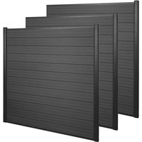 HHG - WPC-Sichtschutz Savoie, Windschutz Zaun, Alu Premium 3er Set, 5,6m anthrazit HHG - WPC-Sichtschutz Savoie, Windschutz Zaun, Alu Premium 3er Set, 5,6m anthrazit von HHG