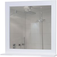 Wandspiegel HHG 451, Badezimmer Badspiegel Spiegel, Ablagefläche Landhaus 58x59x12cm weiß - white von HHG