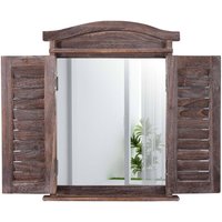 HHG - Wandspiegel Spiegelfenster mit Fensterläden 53x42x5cm braun shabby von HHG
