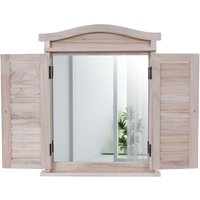 HHG - Wandspiegel Spiegelfenster mit Fensterläden 53x42x5cm naturbraun - brown von HHG