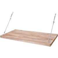 Wandtisch HHG 304, Wandklapptisch Wandregal Tisch mit Tafel, klappbar Massiv-Holz 100x50cm - brown von HHG