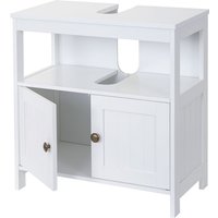 Waschbeckenunterschrank HHG 590, Badschrank Badezimmer Unterschrank Waschtischunterschrank, 60x60x30cm weiß - white von HHG