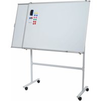 HHG - Whiteboard 854b, mit ausziehbarer Tafel Magnettafel Memoboard Pinnwand, mobil rollbar inkl. Zubehör, 167x186cm - white von HHG