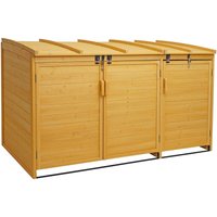 Xl 3er-/6er-Mülltonnenverkleidung HHG 688b, Mülltonnenbox, erweiterbar 138x207x105cm Holz MVG-zertifiziert braun - brown von HHG