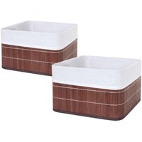 Neuwertig] 2er-Set Aufbewahrungskorb HHG 222, Korb Aufbewahrungsbox Ordnungsbox Sortierbox Regalkorb, Bambus braun von HHG