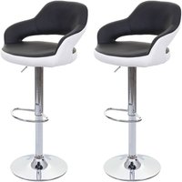 HHG - neuwertig] 2er-Set Barhocker 261, Barstuhl Tresenhocker Drehhocker, mit Lehne Kunstleder schwarz-weiß von HHG