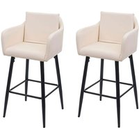 HHG - neuwertig] 2er-Set Barhocker 754, Barstuhl Tresenhocker, Fußablage Metall Kunstleder creme-beige von HHG