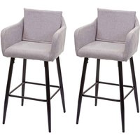 HHG - neuwertig] 2er-Set Barhocker 754, Barstuhl Tresenhocker, Fußablage Metall Stoff/Textil hellgrau von HHG