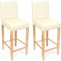 HHG - neuwertig] 2er-Set Barhocker Cesena Kunstleder creme, helle Füße von HHG
