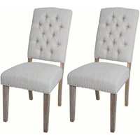 Neuwertig] 2er-Set Esszimmerstuhl HHG 147b, Küchenstuhl Polsterstuhl, Chesterfield Nieten Stoff/Textil, hellgrau von HHG
