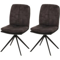 Neuwertig] 2er-Set Esszimmerstuhl HHG 178, Küchenstuhl Lehnstuhl, drehbar Auto-Position, Metall Stoff/Textil dunkelgrau von HHG