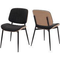 HHG - neuwertig] 2er-Set Esszimmerstuhl 203, Küchenstuhl Stuhl, Bugholz Stoff (370g/m²) Öko-Tex mvg natur, dunkelgrau von HHG