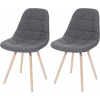 HHG - neuwertig] 2er-Set Esszimmerstuhl 668 ii, Stuhl Küchenstuhl, Retro 50er Jahre Design Stoff/Textil grau von HHG