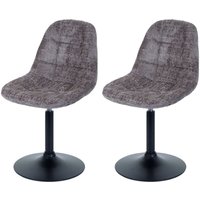 HHG - neuwertig] 2er-Set Esszimmerstuhl 837, Küchenstuhl Stuhl Drehstuhl, Stahl mvg Stoff/Textil Chenille (465g/m²) braun von HHG