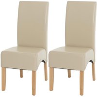 HHG - neuwertig] 2er-Set Esszimmerstuhl Küchenstuhl Stuhl Crotone, leder creme, helle Beine von HHG