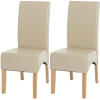 HHG - neuwertig] 2er-Set Esszimmerstuhl Küchenstuhl Stuhl Crotone, leder creme, helle Beine von HHG
