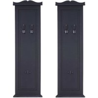 HHG - neuwertig] 2er-Set Garderobe H33, Wandgarderobe Garderobenpaneel, Wandhaken Holz 109x28x4cm dunkelgrau lackiert von HHG