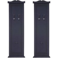 HHG - neuwertig] 2er-Set Garderobe H33, Wandgarderobe Garderobenpaneel, Wandhaken Holz 109x28x4cm dunkelgrau lackiert von HHG