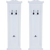 Neuwertig] 2er-Set Garderobe H33, Wandgarderobe Garderobenpaneel, Wandhaken Holz 109x28x4cm weiß lackiert - white von HHG
