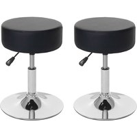 HHG - neuwertig] 2er-Set Hocker 189, Sitzhocker Schminkhocker, höhenverstellbar ø 35cm Kunstleder, schwarz von HHG