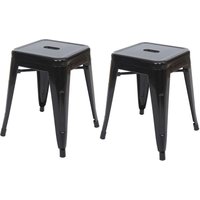 Neuwertig] 2er-Set Hocker HHG 804, Metallhocker Sitzhocker, Metall Industriedesign stapelbar schwarz - black von HHG