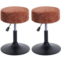 HHG - neuwertig] 2er-Set Hocker 883, Sitzhocker, höhenverstellbar drehbar ø 37cm Stoff Chenille (465g/m²) mvg terrakotta von HHG
