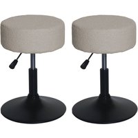 HHG - neuwertig] 2er-Set Hocker 888, Sitzhocker Schminkhocker, höhenverstellbar drehbar ø 37cm Stoff Bouclé 450g/m² mvg beige von HHG