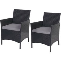 HHG - neuwertig] 2er-Set Poly-Rattan Gartensessel Hamar, Korbsessel anthrazit, Kissen anthrazit von HHG