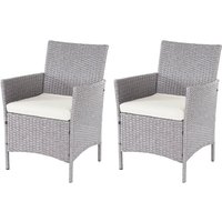 Neuwertig] 2er-Set Poly-Rattan Gartensessel Hamar, Korbsessel grau, Kissen creme von HHG
