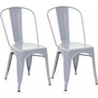 Neuwertig] 2er-Set Stuhl HHG 808, Bistrostuhl Stapelstuhl, Metall Industriedesign stapelbar grau - grey von HHG