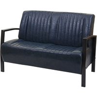 HHG - neuwertig] 2er Sofa 472, Couch Zweisitzer, Metall Kunstleder Industrie-Design vintage grau - grey von HHG