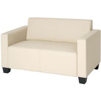 HHG - neuwertig] 2er Sofa Couch Moncalieri Loungesofa Kunstleder creme von HHG