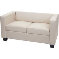 HHG - neuwertig] 2er Sofa Lille, Kunstleder creme von HHG