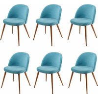 HHG - neuwertig] 6er-Set Esszimmerstuhl 097, Stuhl Küchenstuhl, Retro 50er Jahre Design Samt türkis - turquoise von HHG