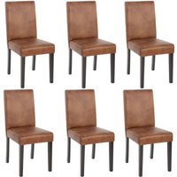 HHG - neuwertig] 6er-Set Esszimmerstuhl Stuhl Küchenstuhl Littau Textil, Wildlederimitat, dunkle Beine von HHG