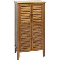 Neuwertig] Badezimmerschrank HHG 669, Regal Kommode, 4 Türen Bambus 100x50x30cm - brown von HHG