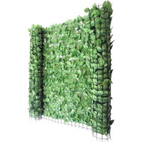 HHG - neuwertig] Balkonsichtschutz, Buchenhecke Sichtschutz Windschutz Verkleidung für Terrasse Zaun 300x100cm hell - green von HHG