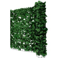 HHG - neuwertig] Balkonsichtschutz, Sichtschutz Windschutz Verkleidung für Balkon Terrasse Zaun 300x100cm Blatt dunkel - green von HHG