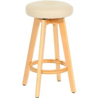 HHG - neuwertig] Barhocker Boras, Barstuhl Tresenhocker, Holz Kunstleder drehbar creme, helle Beine von HHG