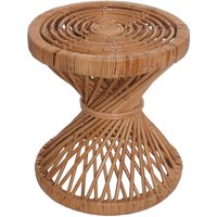 HHG - neuwertig] Beistelltisch 089, Blumentisch Rattantisch Kaffeetisch, rund 43x38x38cm, Kubu-Rattan natur - brown von HHG